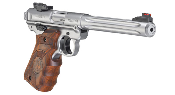 RUGER MKIV HUNTER STAINLESS .22LR WITH TARGET GRIPS - Image 6