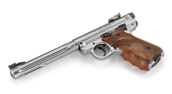 RUGER MKIV HUNTER STAINLESS .22LR WITH TARGET GRIPS - Image 4