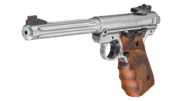 RUGER MKIV HUNTER STAINLESS .22LR WITH TARGET GRIPS - Image 3