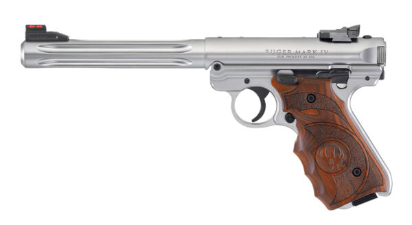 RUGER MKIV HUNTER STAINLESS .22LR WITH TARGET GRIPS - Image 2